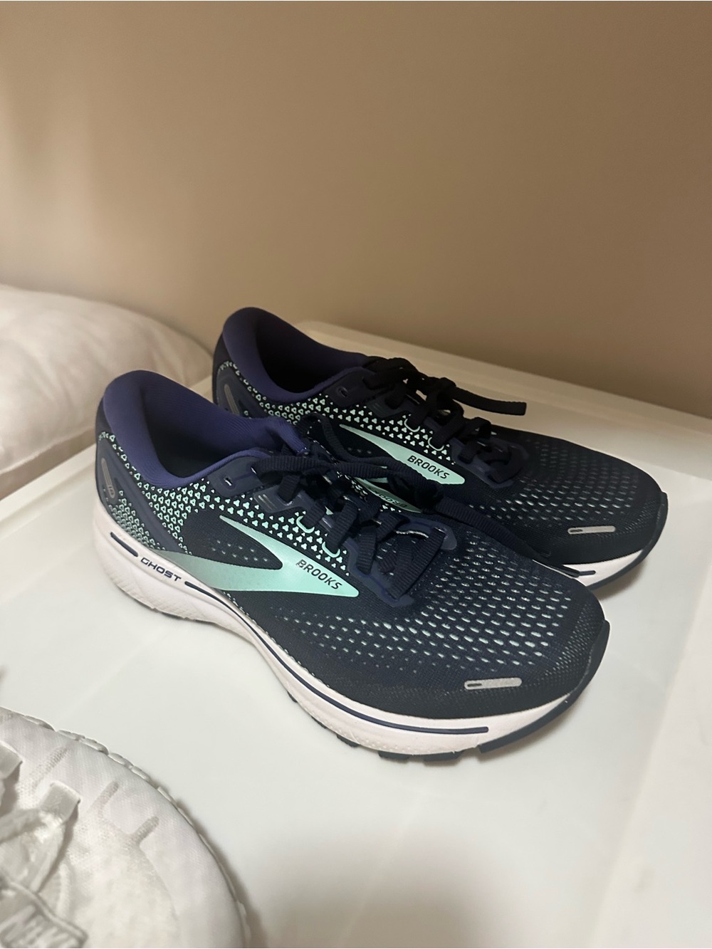 Brooks Ghost Women's Running Shoes - Navy with Mint Highlights
